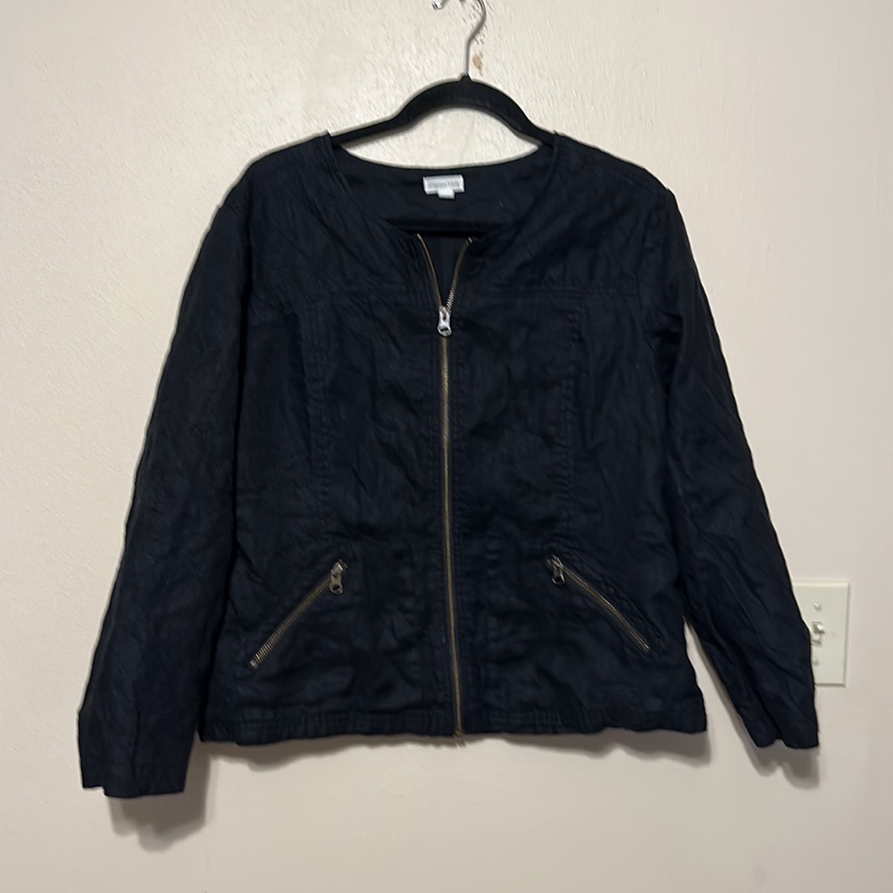 Garnett Hill 100% Linen Black Everyday Casual Jacket Size 14